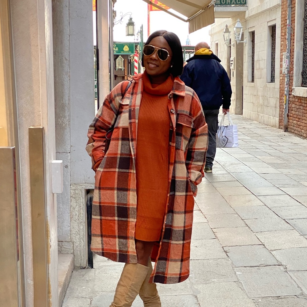 Plaid Orange Shacket